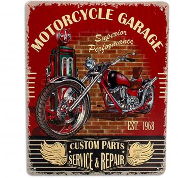 Oldschool Motorradgarage Schild