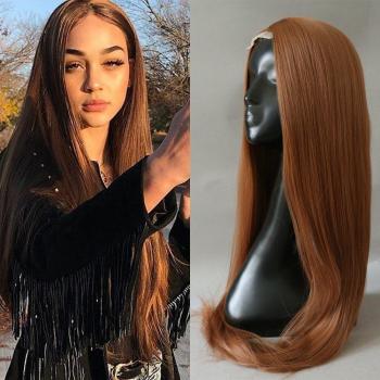 Disfraz de Cabello LINNA: Peluca de Encaje Sintética en Tonos Naranja y Rubio