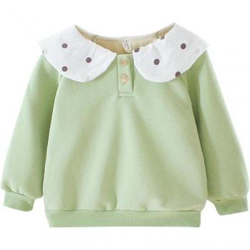 Delicate Baby Girls Winter Sweatshirt with Lotus Collar