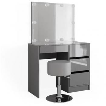 Eleganter Schminktisch Sherry in Grau mit LED-Beleuchtung