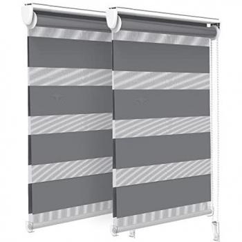 VOUNOT Fensterrollo Duo, 2er Set, Klemmfix, 50x150 cm, Grau
