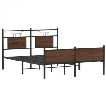 Brown Oak King Bed Frame (150x200 cm), Engineered Wood – Without Mattress