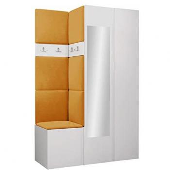 Conjunto de recibidor Hartford 350, 186x116x44cm, espejo, blanco, tapiz, aglomerado laminado, montada en la pared, colocada