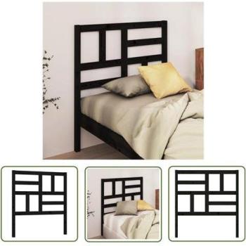JINLEFU Living Store Bett-Kopfteil Kiefer schwarz, 96 × 4 × 104 cm