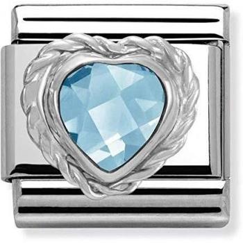 Joyero Composable Corazón Zircónia Azul Claro en Plata 925