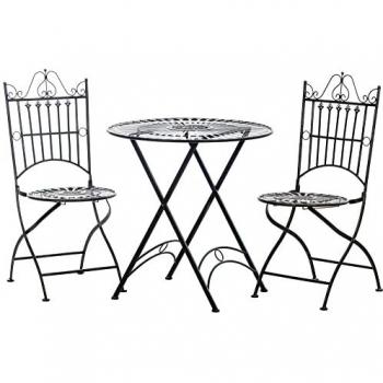 Conjunto de jardín de hierro Tegal, incluye mesa y 2 sillas en metal bronce