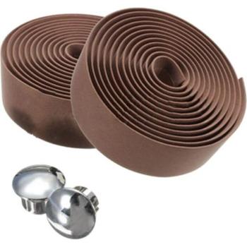 Brown Wrap Ribbon Handlebar Tape with Bar Plugs