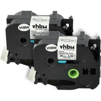 Vhbw 36 mm Dual‑Roll Label Tape – Black on White – Fits Brother P‑Touch 9600/9800PCN/9500pc/9700PC