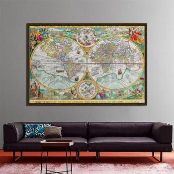 Emendatus Multis Karte – 150 × 225 cm, Nicht-gewebte Retro‑Version
