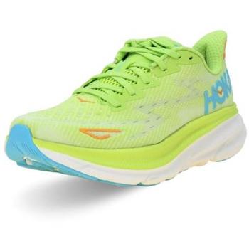 HOKA Womens Clifton 9 Textile Lettuce Solar Flare Trainers Size 5.5 UK