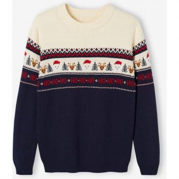 Pull Noël en jacquard marine pour adultes VERTBAUDET