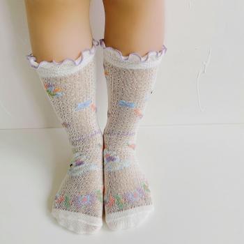 Medias de malla con diseño floral hasta la rodilla, infantil (1-12 años), uso al aire libre