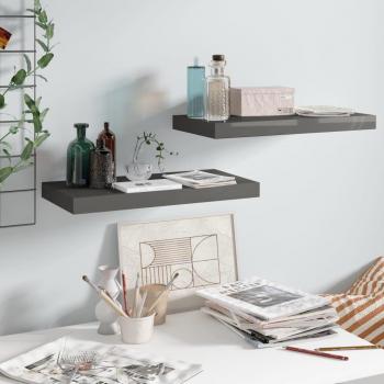 Étagère Flottante 2 Pcs Prolenta Gris Brillant 50x23x3,8 Cm