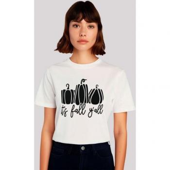 Halloween F4NT4STIC Kürbis T-Shirt – Weit geschnitten, Weiß, 100% Baumwolle