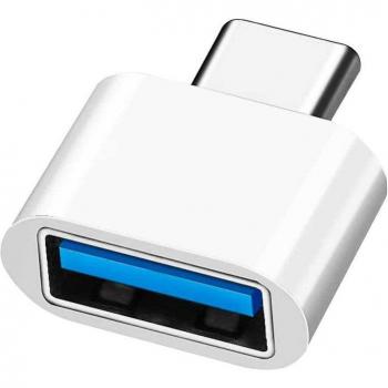 Adaptador OTG USB 3.0 a USB-C Blanco para Dispositivos Móviles
