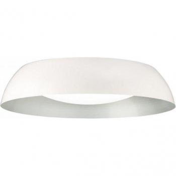 Onda Cintilla: Lampada di soffitto argentea con 5 LED E27 (20W), forma cilindrica 60 cm, finish bianco opaco