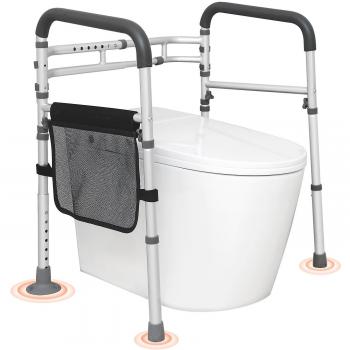 Barre de sécurité ajustable pour toilettes, cadre pliant, capacité 300 lb