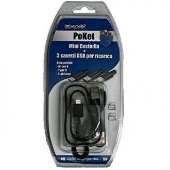 Bravo Poket Mini Case con 3 Cavi USB per Ricarica