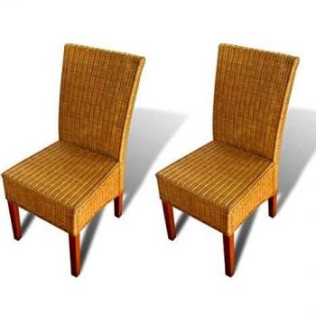 Piezas de Sillas de Comedor Marrón en Ratán Natural