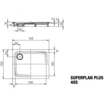 Kaldewei Superplan Plus 485-2 100x120cm avec Support polystyrène, Coloris: Beige Prairie Matt