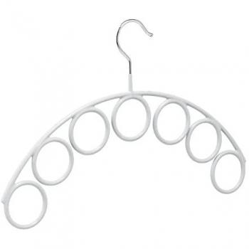 Porta Sciarpe con 7 Anelli Appendi, Metallo, Antiscivolo, Grigio Chiaro