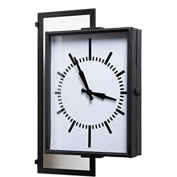 Horloge gare rectangulaire 60 cm noire en métal