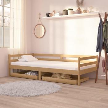 Sofá cama con cajones 90x200 cm madera de pino miel