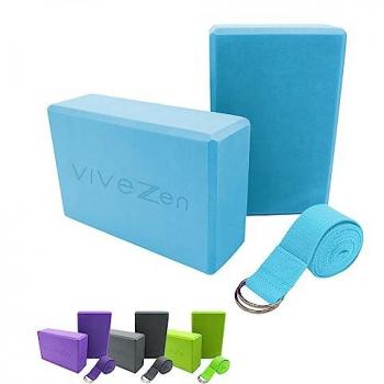 Ensemble de 2 briques de yoga 23 x 15 x 7,5 cm et sangle de yoga 183 x 3,8 cm