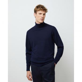 Dustin Jersey de hombre cuello cisne liso 100% lana merino lavable