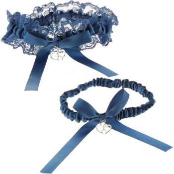 Jarretière de noces avec anneau bleu
