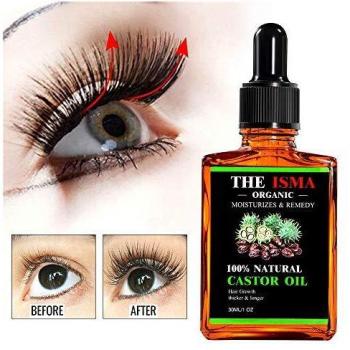 Cold Pressed Organic Castor Oil with Eyebrow & Eyeliner Brush Set