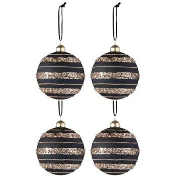 Boules de Noël Paillettes Noires 24cm