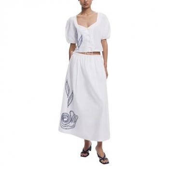 Desigual Röcke – Damenrock mit Embroidery, weiß, L