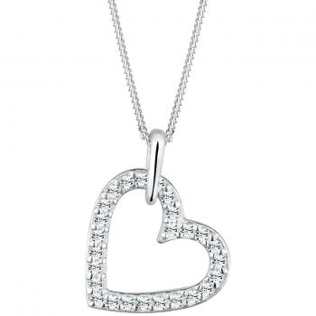 Elli Herz-Kristall-Kette – Damen, 1 ct, 925 Silber