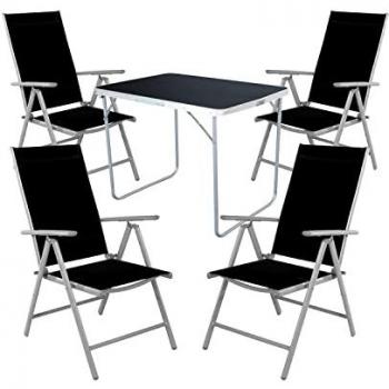 Essgruppe für den Garten 5-tlg mit Campingtisch und Stühlen