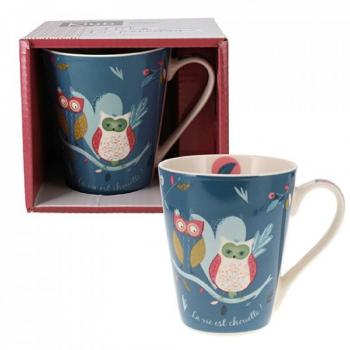 KIUB Taza Conica 350ml con caja Chouette (8x5x10 cm)
