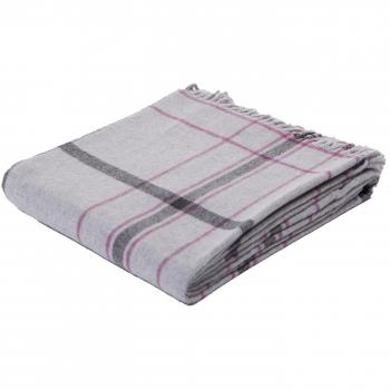 Biederlack Conny: 130 cm × 170 cm Karo-Silber Plaid
