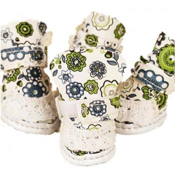 Bottes pour chiens en hiver, chaussures en PU étanches, motif floral, chaudes, pour chiots, 5 tailles disponibles