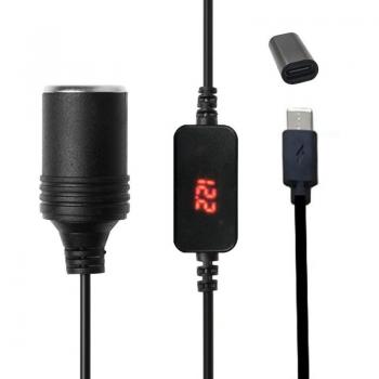 Câble d'alimentation Type C 12V avec affichage pour voiture