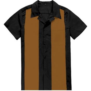Chemise homme Rockabilly hawaïenne manches courtes noir jaune 3XL