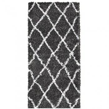 Tapis Berbère Asma Shaggy 80×140 cm Gris Anthracite
