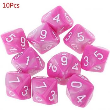 10-piece D10 polyhedral dice set for desktop gaming