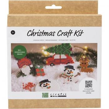 Weihnachtsauto Rentier Schneemann Wichtel und Geschenk Kreativ Box mit NABBI BioBeads