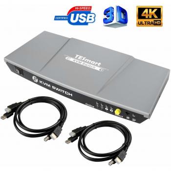 TESmart KVM Commutateur HDMI USB Switch à 2 Ports pour contrôle de Moniteur/Clavier/Souris de PC