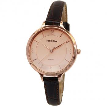 Bruine Leather Prisma Horloge voor Vrouwen