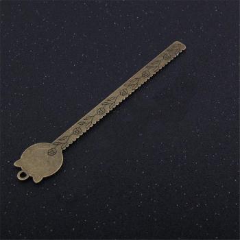 22*127mm Vintage Metal Ruler with Cat Bookmark Stationery Tool