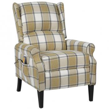 Vidaxl sillón de masaje reclinable de tela verde