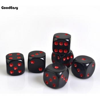 Pack de dés à 6 faces rouge/noir, acrylique 16 mm, parfait pour les fêtes