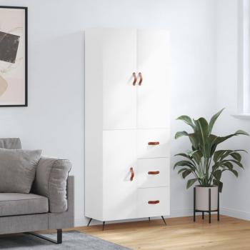 Armoire de rangement en bois d’ingénierie, couleur blanc brillant, hauteur 180 cm