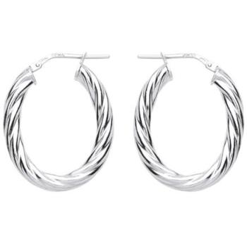 White Jewelco London Oval Twist Hoop Earrings – 23mm × 30mm (ER91)